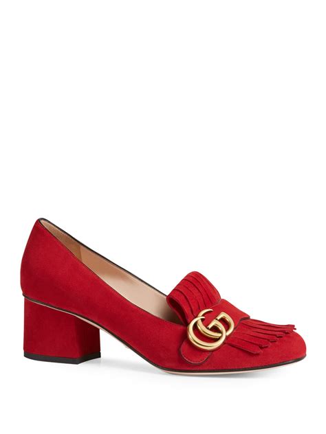 red suede Gucci shoes